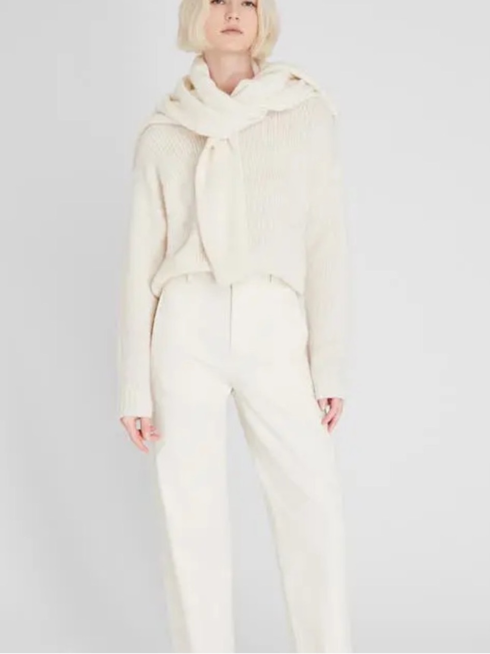Club Monaco Ivory Cashmere Crewneck Sweater